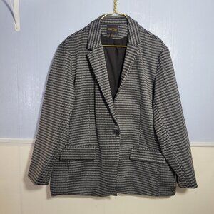 Truth by Republic 3X Light Gray Black Houndstooth One Button Longsleeve Blazer